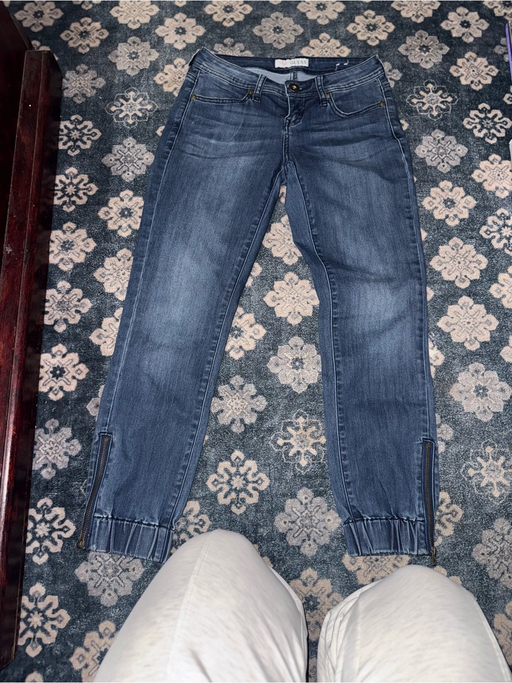 Guess Women's Dark Blue Ankle Zip-Detail Jeans